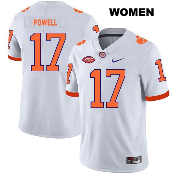 Women's Clemson Tigers #17 Cornell Powell Stitched White Legend Authentic Nike NCAA College Football Jersey JDV6646GP